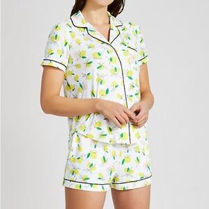 NWT Kate Spade New York Lemon Printed PJ Set with Shorts & Button Down Top